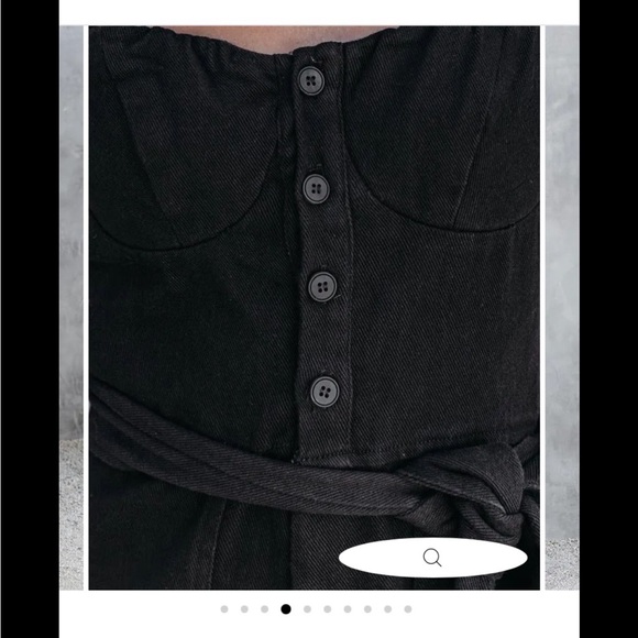 NEW VICI FORE PARK SLOPE BLACK DENIM WAIST TIE JUMPSUIT SZ S - Picture 8 of 8